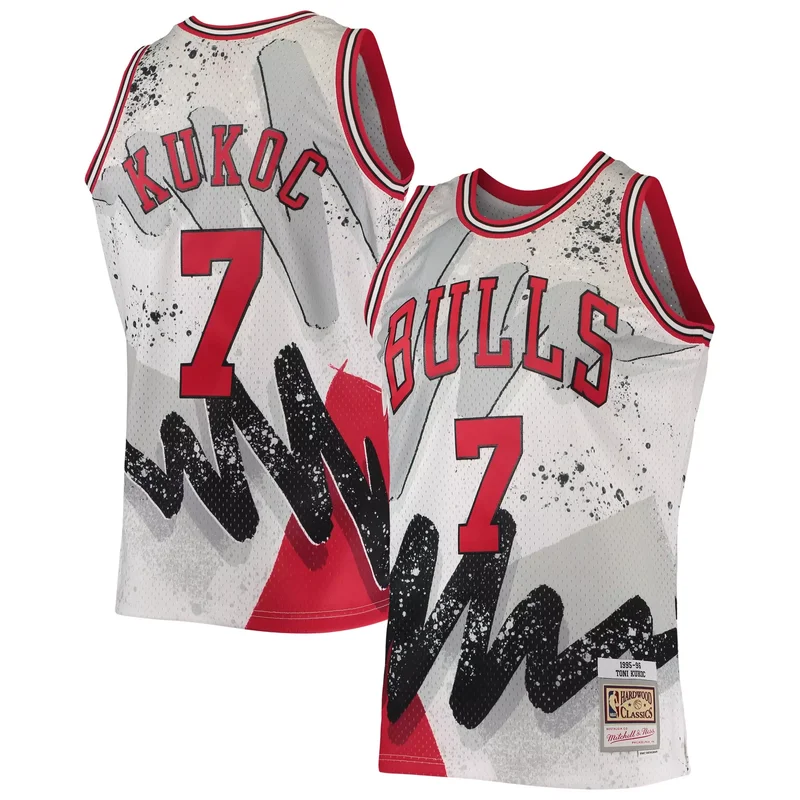 Toni Kukoc Chicago Bulls Hardwood Classics 1995-96 Hyper Hoops Jersey - White NBA