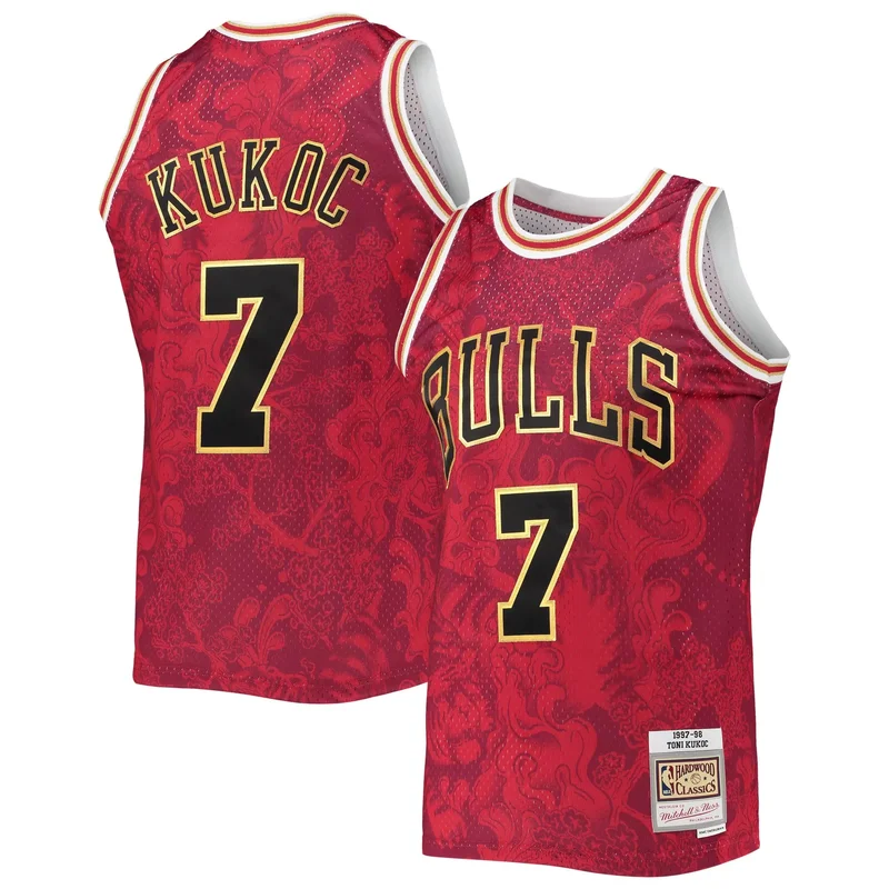 Toni Kukoc Chicago Bulls Hardwood Classics 1995-96 Hyper Hoops Jersey - White NBA - Image 3