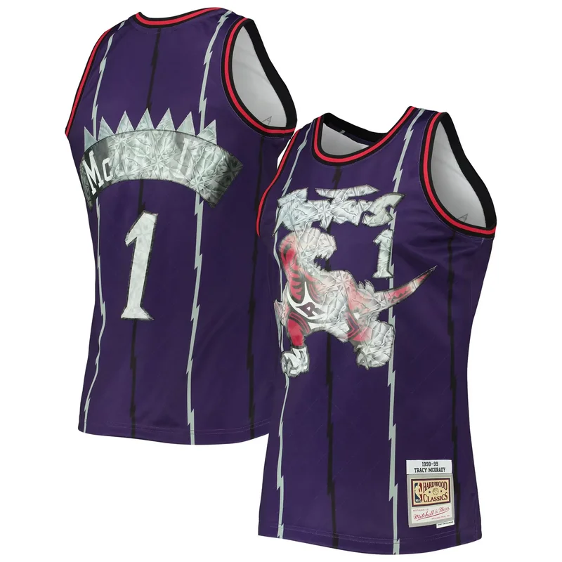 Vince Carter Toronto Raptors 1996-97 Hardwood Classics NBA 75th Anniversary Diamond Jersey - Purple - Image 2