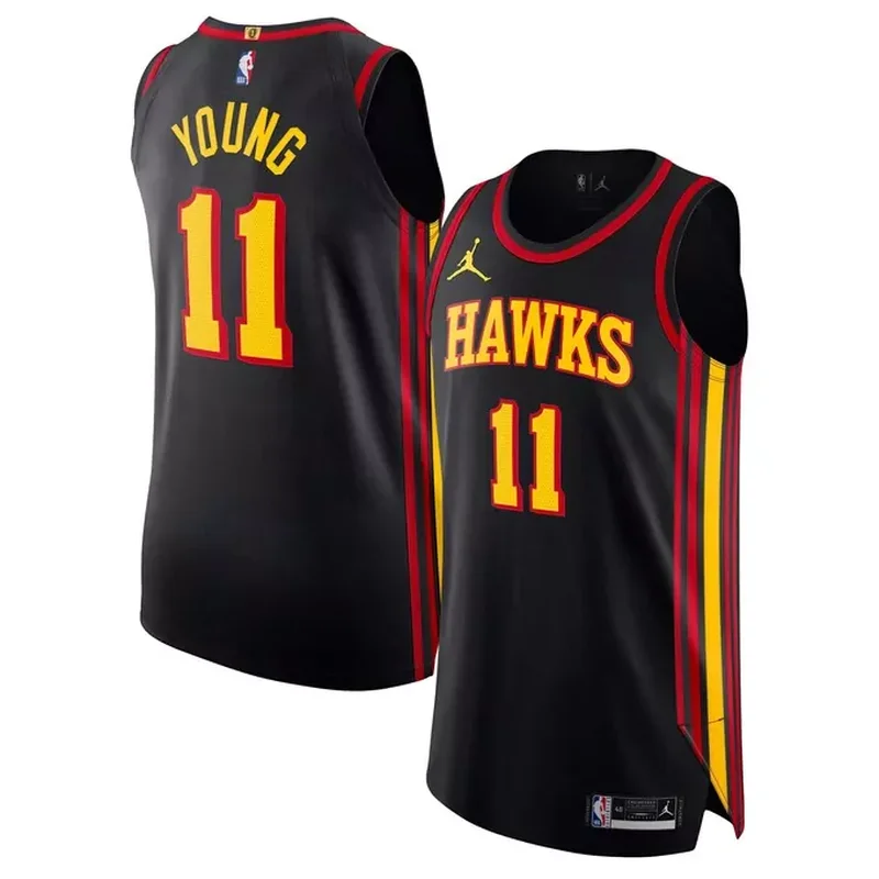 Trae Young Atlanta Hawks Jordan Brand Jersey Statement Edition Black - Image 3