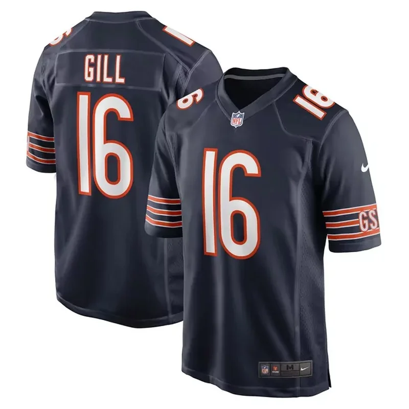 Trenton Gill Chicago Bears Game Player Jersey Navy
