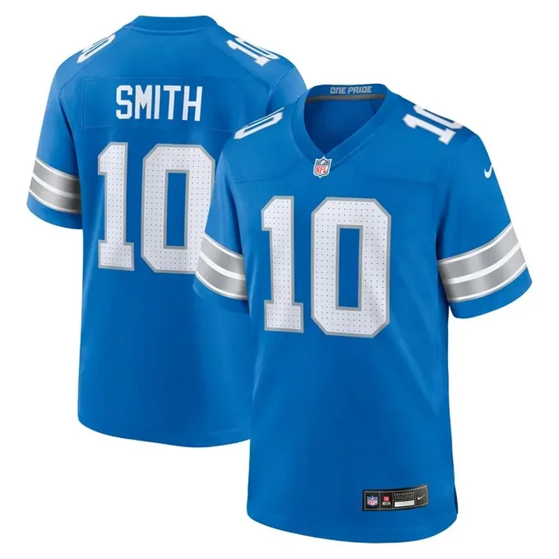 Amon-Ra St Brown Detroit Lions Alternate Game Jersey Blue - Image 4