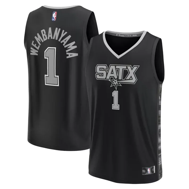 San Antonio Spurs Fast Break Custom Jersey Statement Edition Black - Image 2