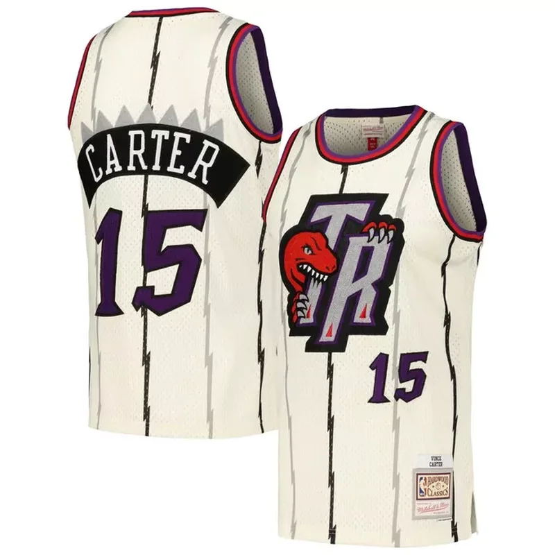 Vince Carter Toronto Raptors Chainstitch Jersey Cream