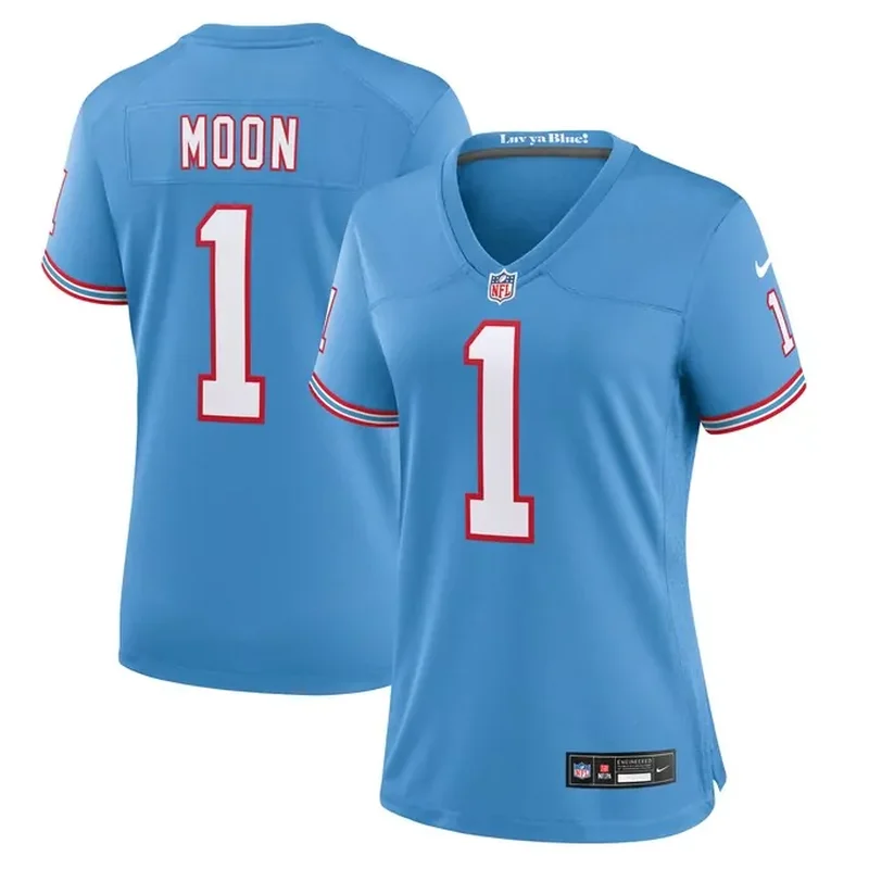 Warren Moon Tennessee Titans Womens Oilers Throwback Retired Player Game Jersey Light Blue