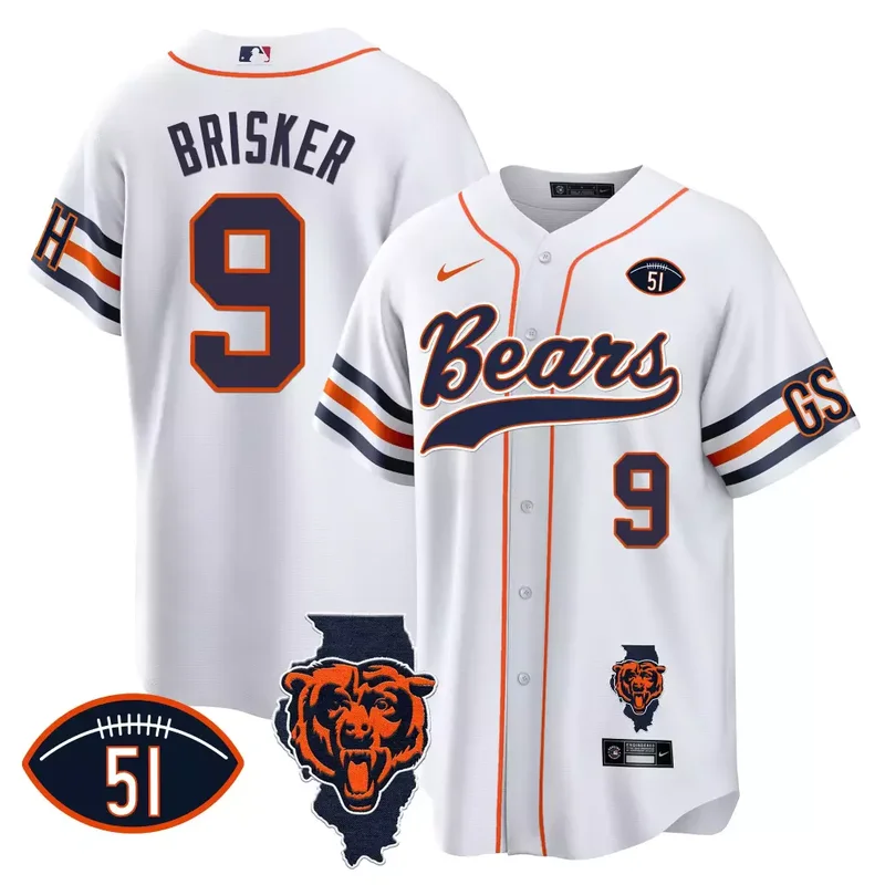 White Brian Urlacher Bears Illinois Patch Baseball Jersey All Stitched - Image 3