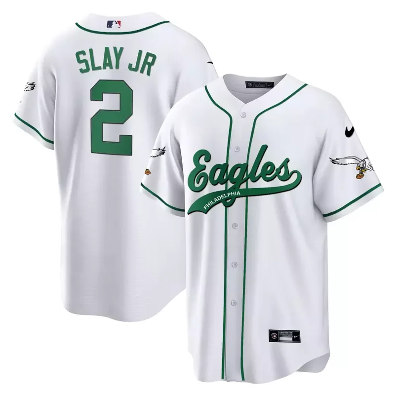 White Darius Slay Jr Eagles Kelly Green Baseball Jersey All Stitched