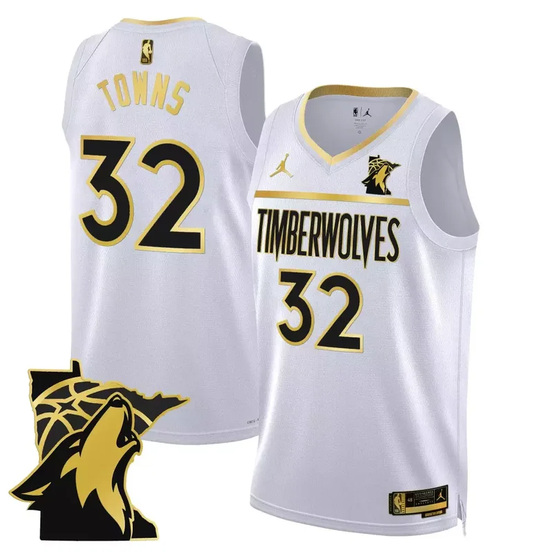 White Gold Karl Anthony Towns Minnesota Timberwolves Swingman Jersey Minnesota Patch All Stitched