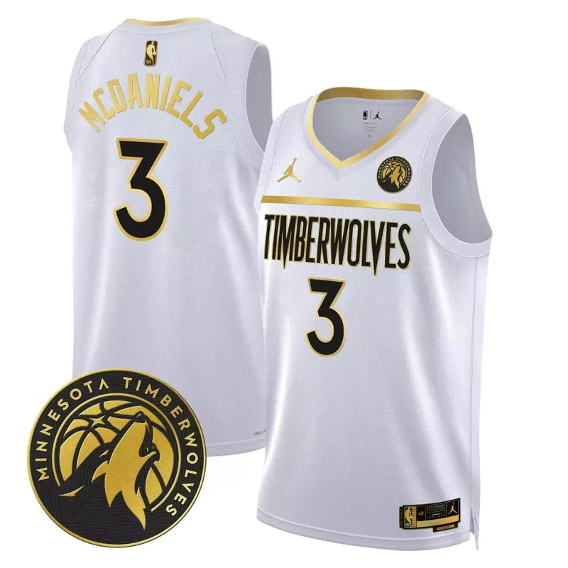 White Gold Karl Anthony Towns Minnesota Timberwolves Swingman Jersey V2 All Stitched - Image 2