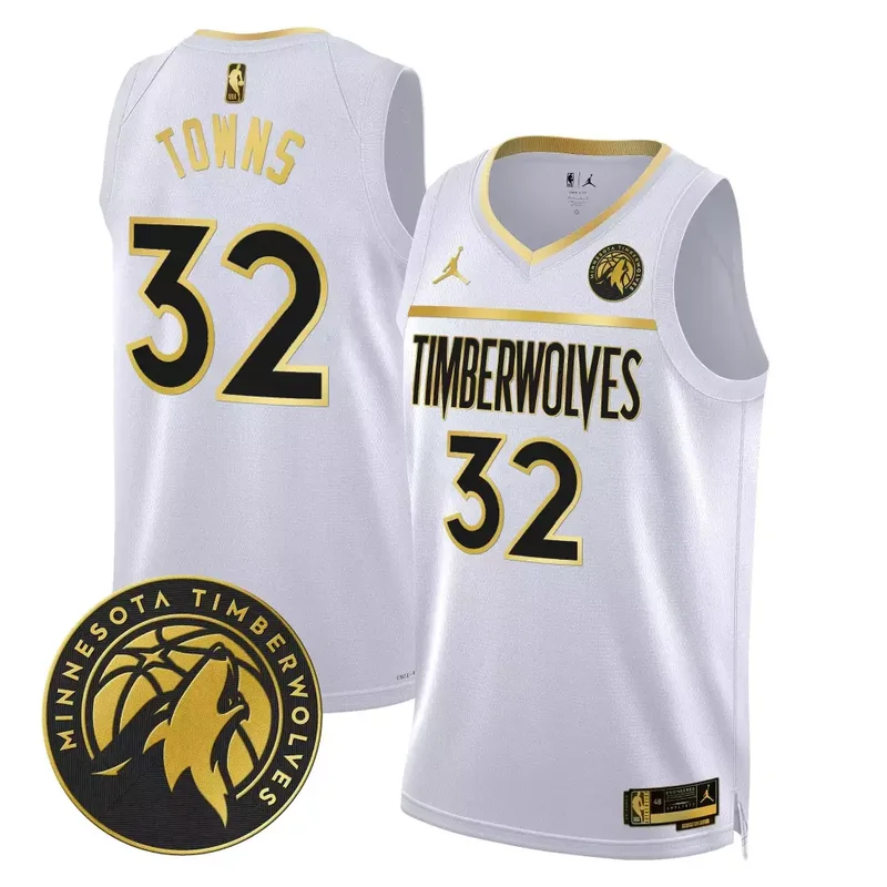 White Gold Karl Anthony Towns Minnesota Timberwolves Swingman Jersey V2 All Stitched