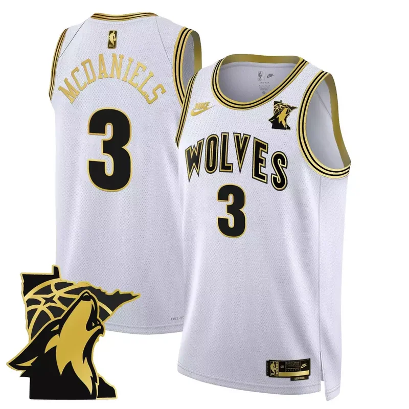 White Gold Karl Anthony Towns Minnesota Timberwolves Swingman Jersey V2 Minnesota Patch All Stitched - Image 2