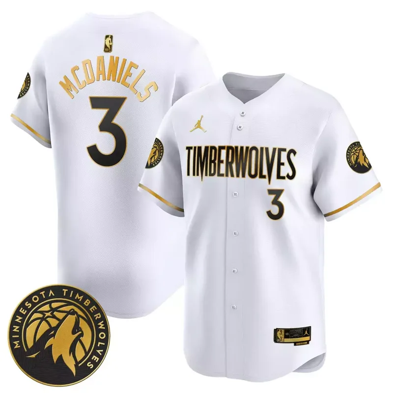 White Gold Mike Conley Minnesota Timberwolves 2024 Baseball Jersey All Stitched - Image 3
