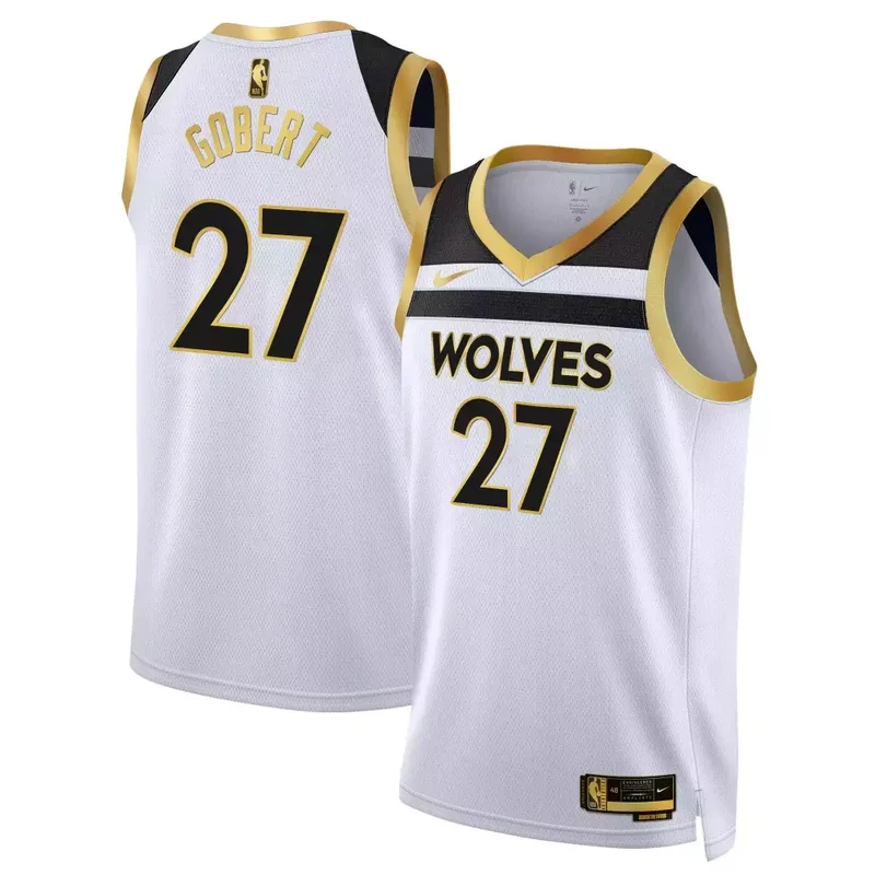 White Gold Rudy Gobert Minnesota Timberwolves Swingman Jersey V3 All Stitched