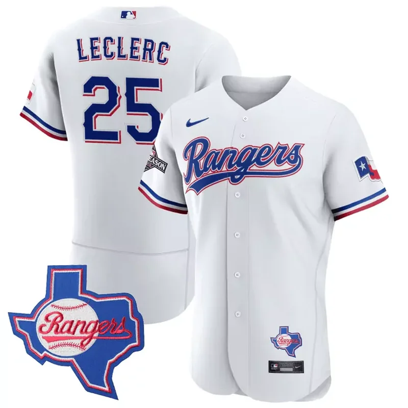 White Jos Leclerc Texas Rangers Texas State Patch Jersey All Stitched