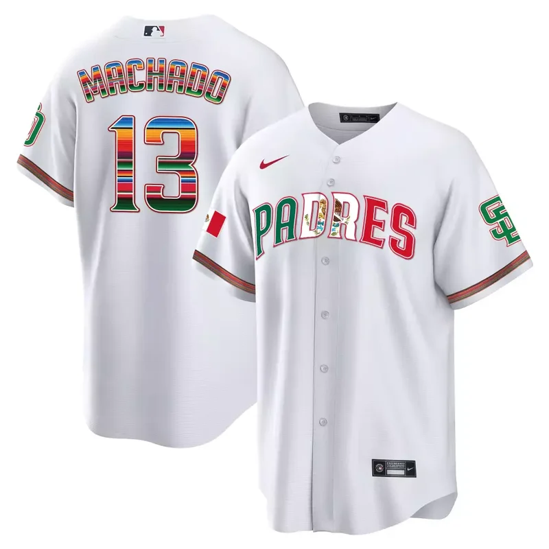 White Manny Machado San Diego Padres Mexico Cool Base Limited Jersey V2 All Stitched