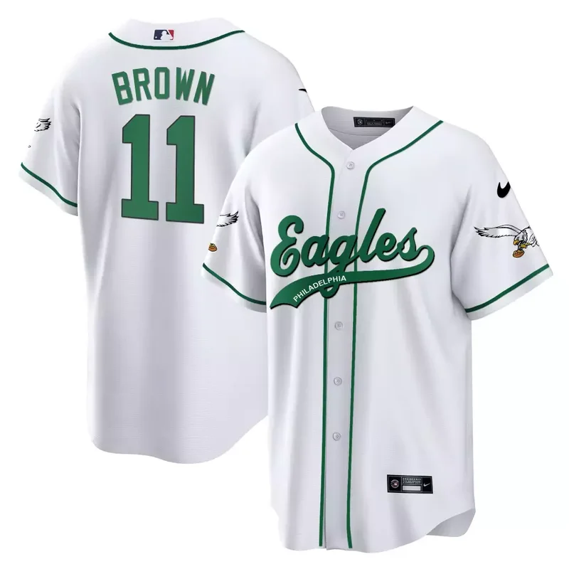 White Randall Cunningham Eagles Kelly Green Baseball Jersey All Stitched - Image 4