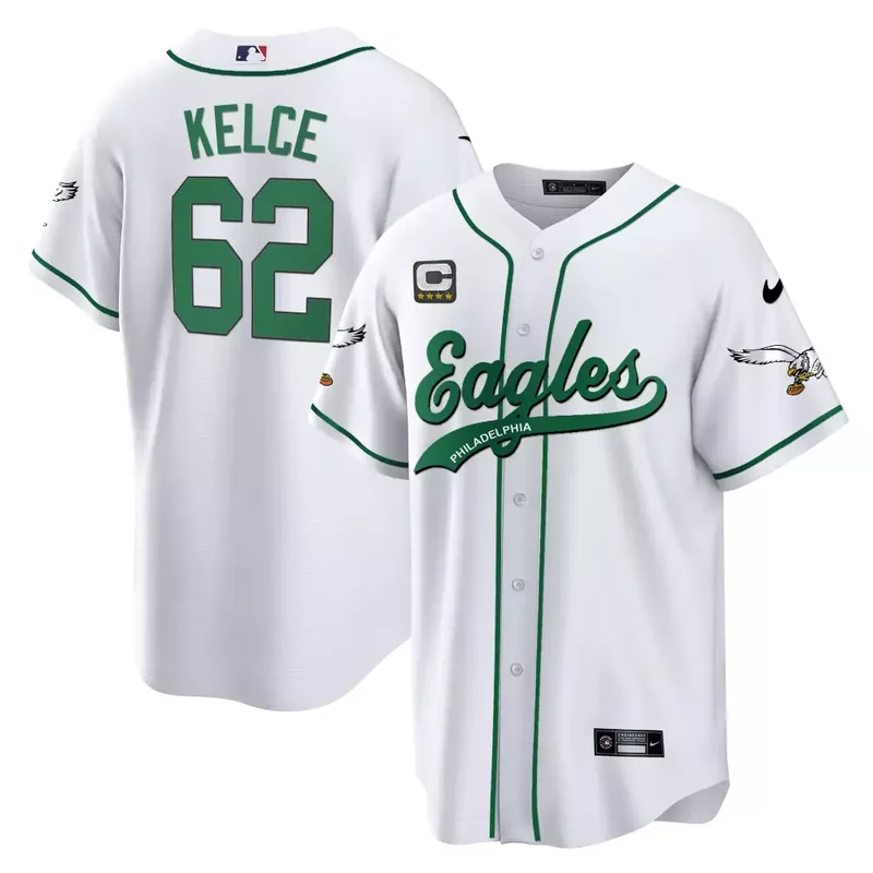 White Randall Cunningham Eagles Kelly Green Baseball Jersey All Stitched - Image 5