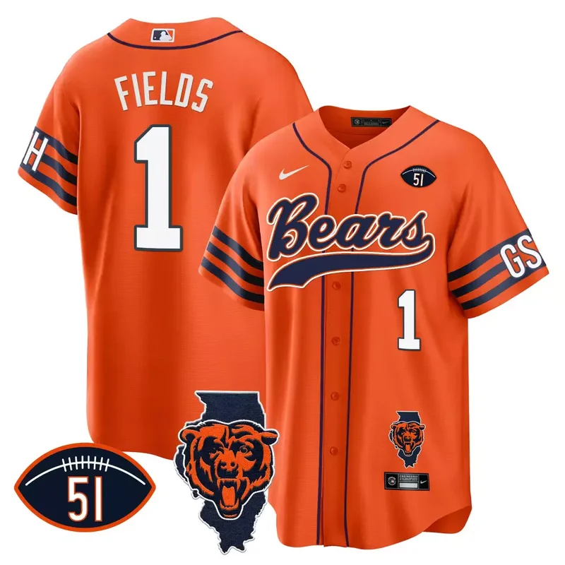 White Team Bears Illinois Patch Baseball Jersey All Stitched - Image 2