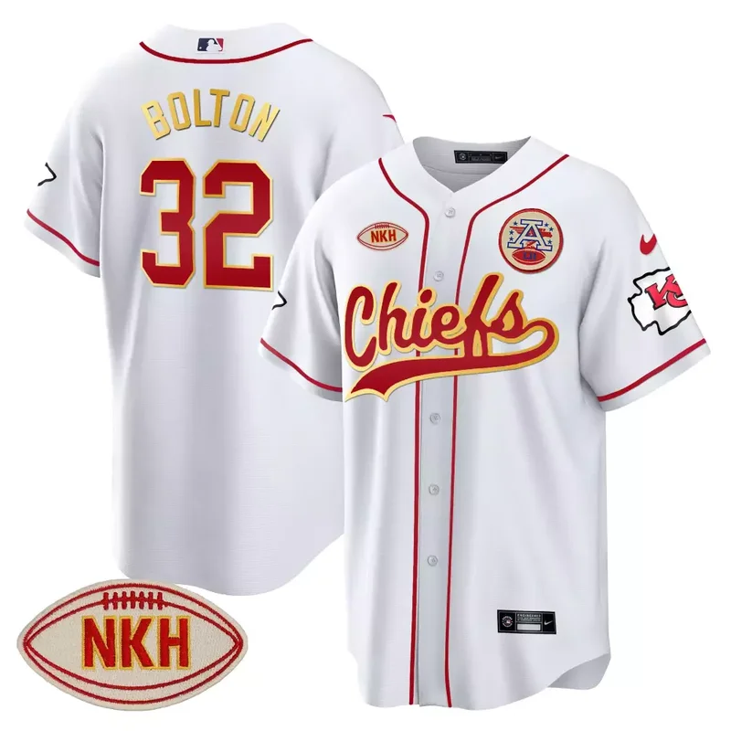 White Travis Kelce Chiefs NKH Patch Baseball Jersey All Stitched - Image 2