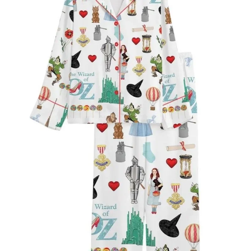 Wizard of Oz Silky Satin Pajama Set Classic Movie Sleepwear Pajamas