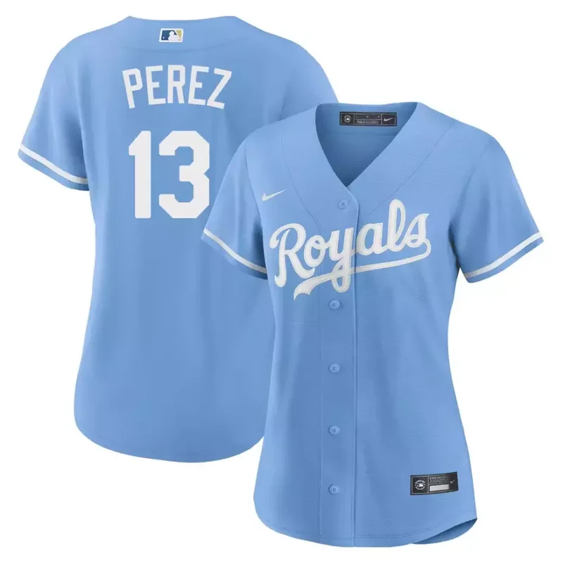 Women Bobby Witt Jr Kansas City Royals Light Blue Jersey All Stitched - Image 2