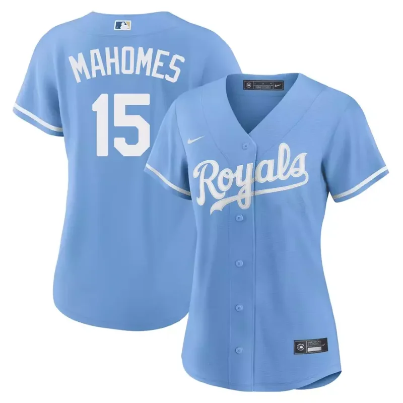 Women Bobby Witt Jr Kansas City Royals Light Blue Jersey All Stitched - Image 4