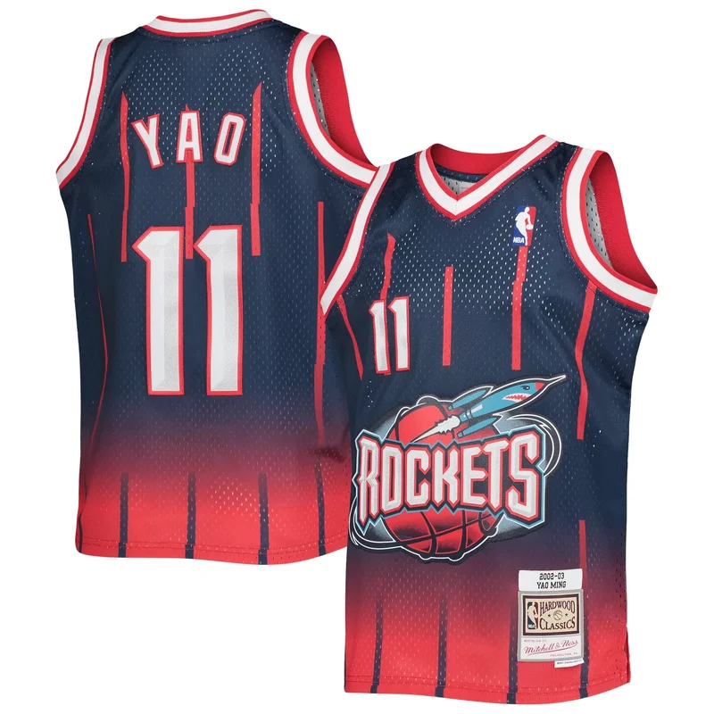 Clyde Drexler Houston Rockets 1996-97 Hardwood Classics Marble Jersey - Navy NBA - Image 5