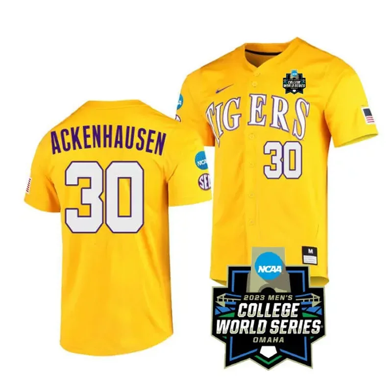 Yellow Dylan Crews LSU Tigers College Baseball World Series Jersey All Stitched - Image 4