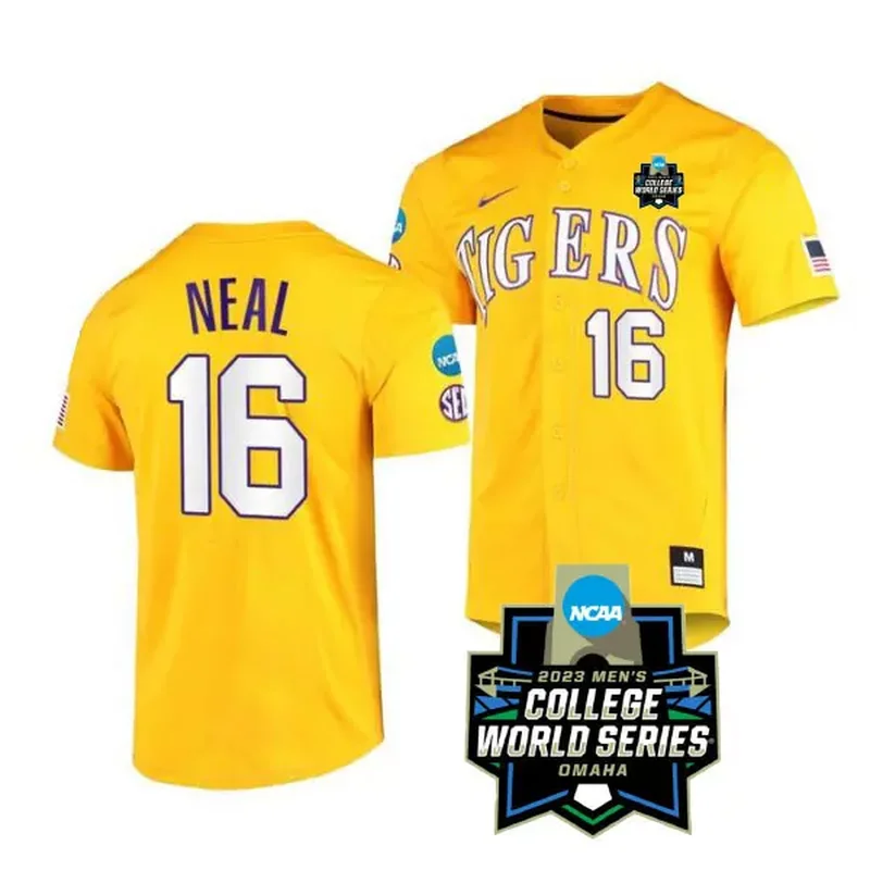 Yellow Dylan Crews LSU Tigers College Baseball World Series Jersey All Stitched - Image 2