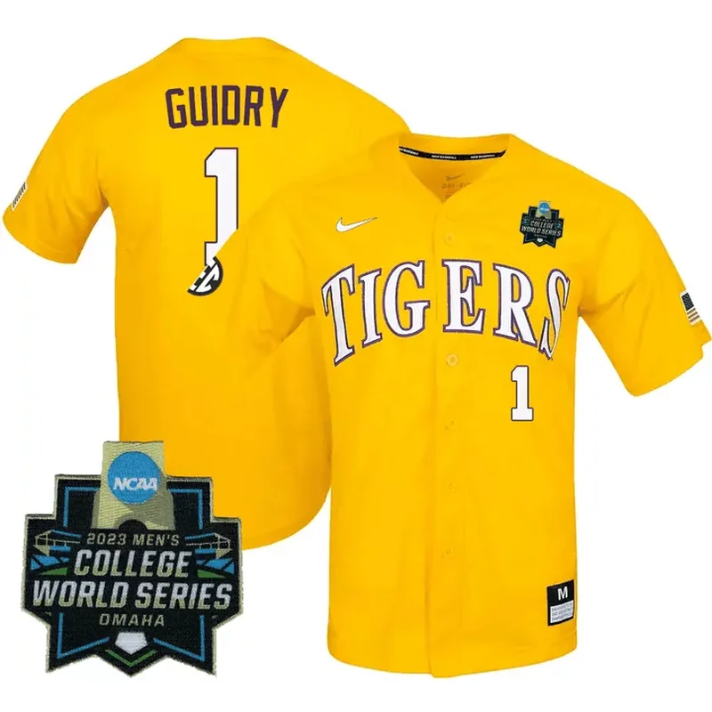 Yellow Tommy White LSU Tigers College Baseball World Series Jersey All Stitched - Image 3