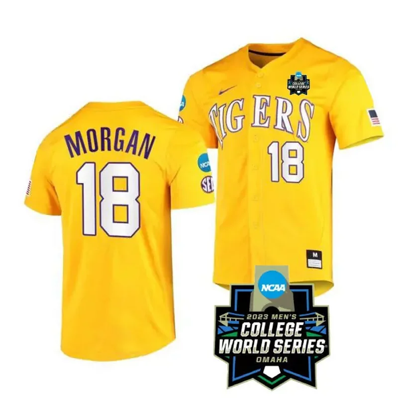 Yellow Tommy White LSU Tigers College Baseball World Series Jersey All Stitched - Image 2