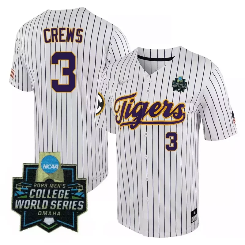 Yellow Tommy White LSU Tigers College Baseball World Series Jersey V2 All Stitched - Image 3