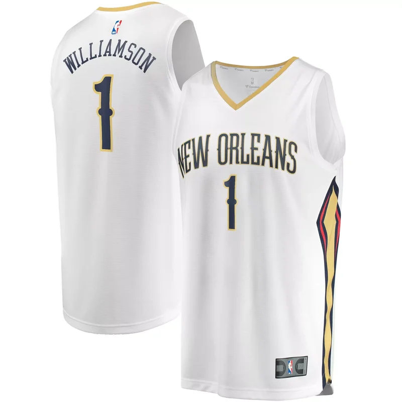 Zion Williamson New Orleans Pelicans 2019 NBA Draft First Round Pick Fast Break Jersey White Association 2019 - Image 3