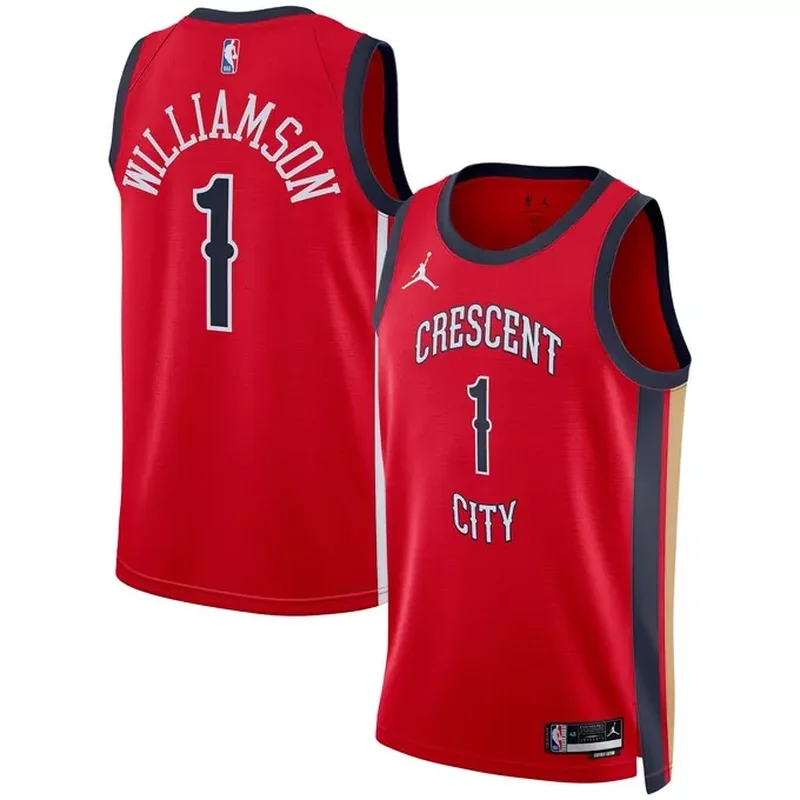 CJ McCollum New Orleans Pelicans Jordan Brand Jersey Statement Edition Red - Image 2