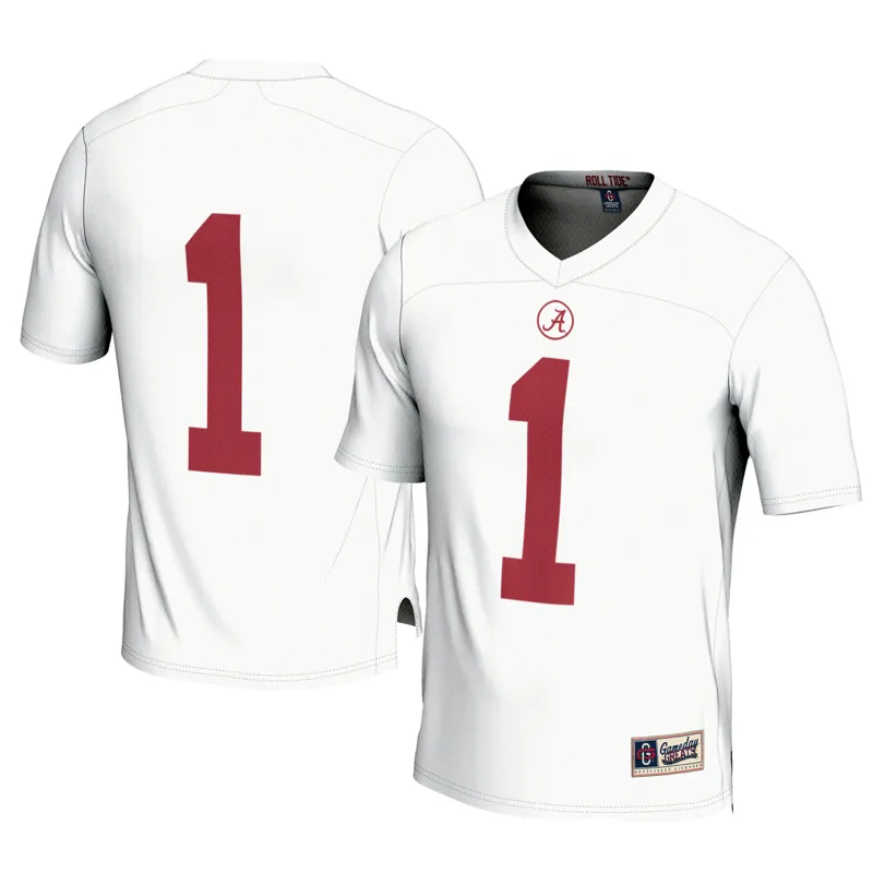 Alabama Crimson Tide Jersey Gameday Greats #1 White | Size: Up to 5XL | Style: Mens Womens Youth