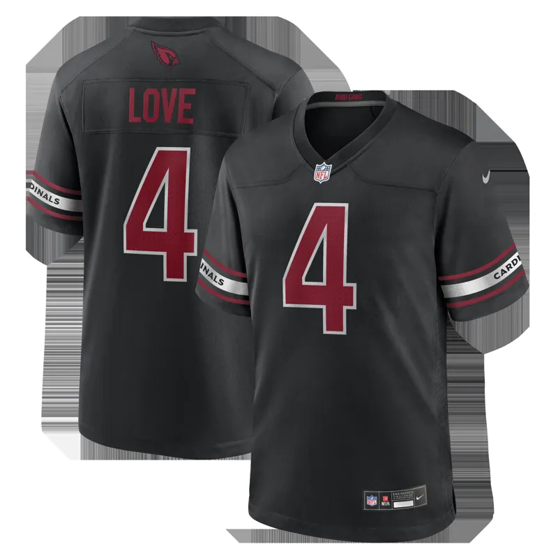 Arizona Cardinals Jersey Jeremiyah Love Black Alternate Game Player | Size: Up to 5XL | Style: Mens Womens Youth