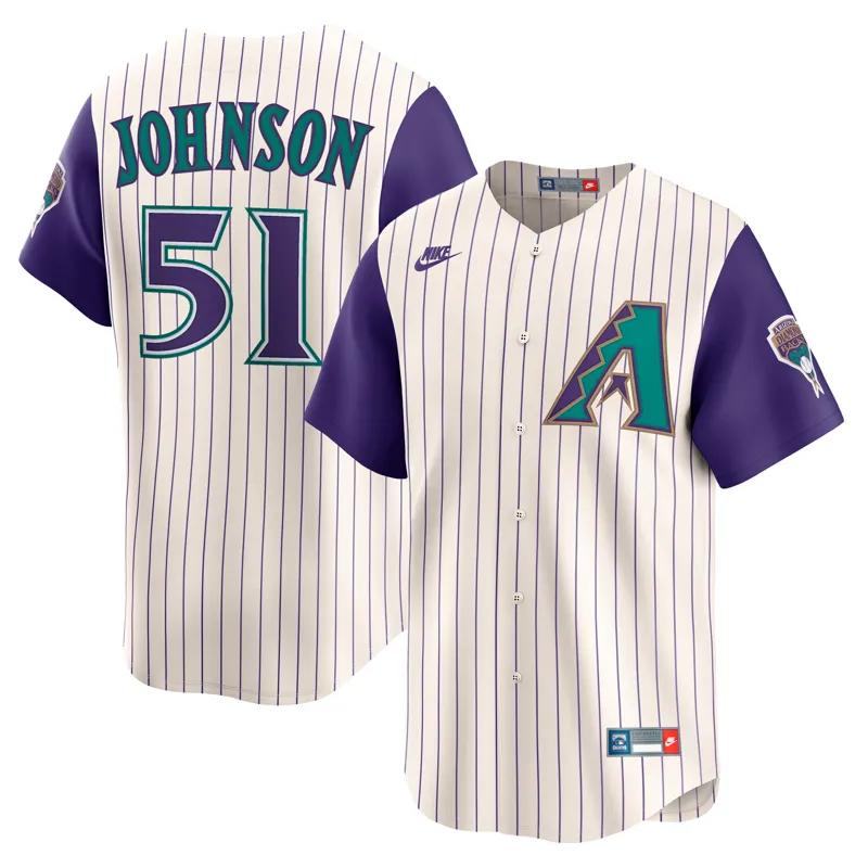 Arizona Diamondbacks Jersey Randy Johnson Cream Throwback Cooperstown Collection | Size: Up to 5XL | Style: Mens Womens Youth