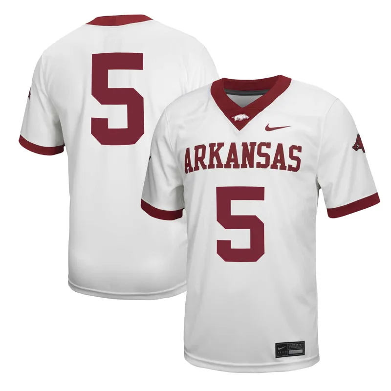 Arkansas Razorbacks Jersey #1 White | Size: Up to 5XL | Style: Mens Womens Youth - Image 5