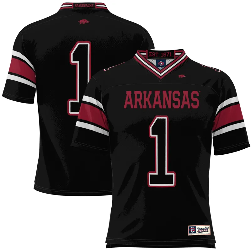 Arkansas Razorbacks Jersey Gameday Greats #1 Black | Size: Up to 5XL | Style: Mens Womens Youth - Image 2