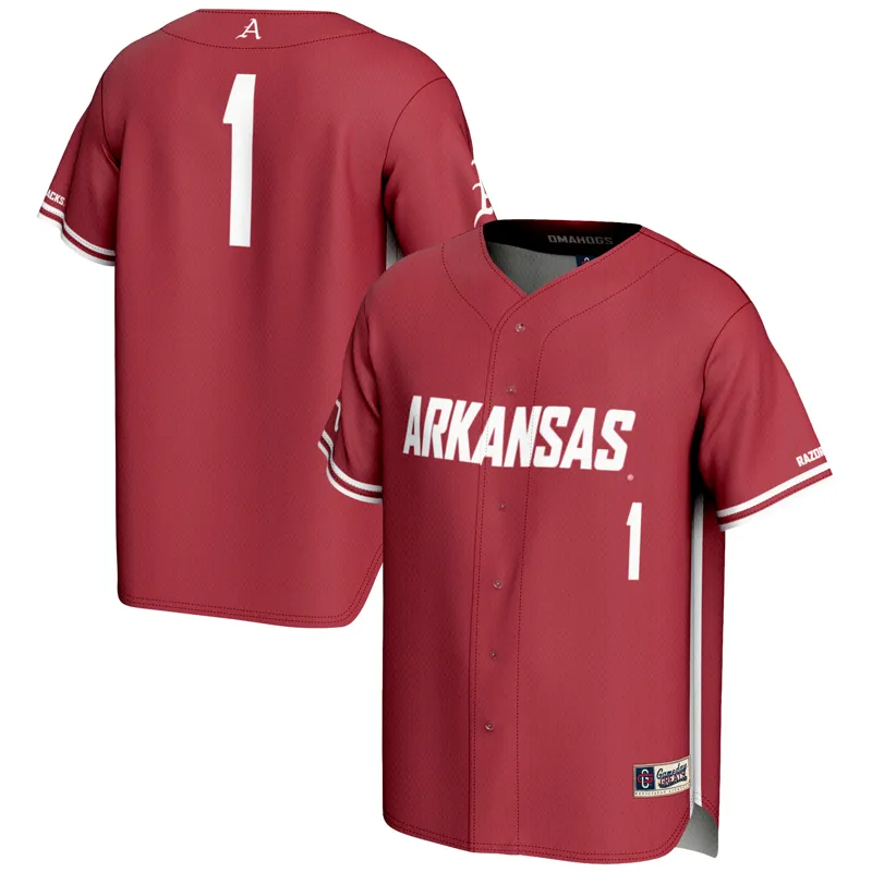 Arkansas Razorbacks Jersey Gameday Greats #1 Cardinal | Size: Up to 5XL | Style: Mens Womens Youth