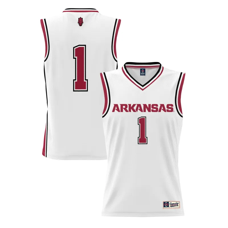 Arkansas Razorbacks Jersey Gameday Greats #1 White | Size: Up to 5XL | Style: Mens Womens Youth
