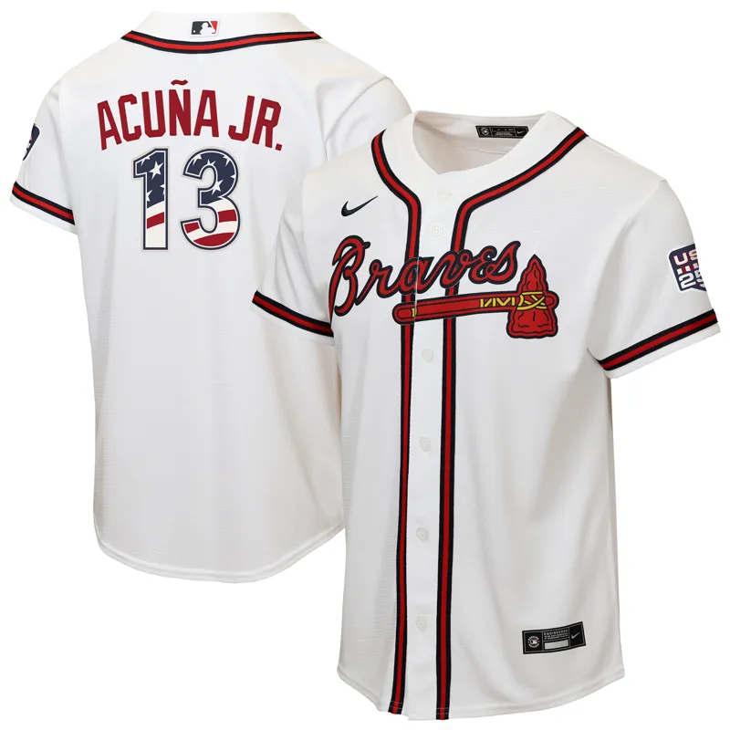 Atlanta Braves Jersey Ronald Acuna Jr White Home Player Jersey - Image 4