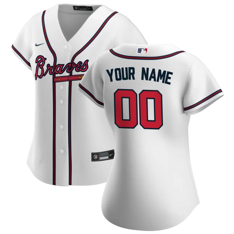 Atlanta Braves Jersey White Home Custom Jersey - Image 2