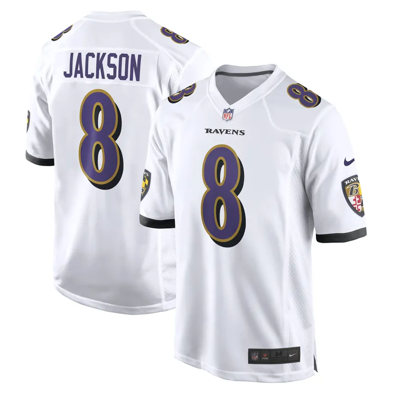 Baltimore Ravens Jersey Lamar Jackson White Game Jersey - Image 3