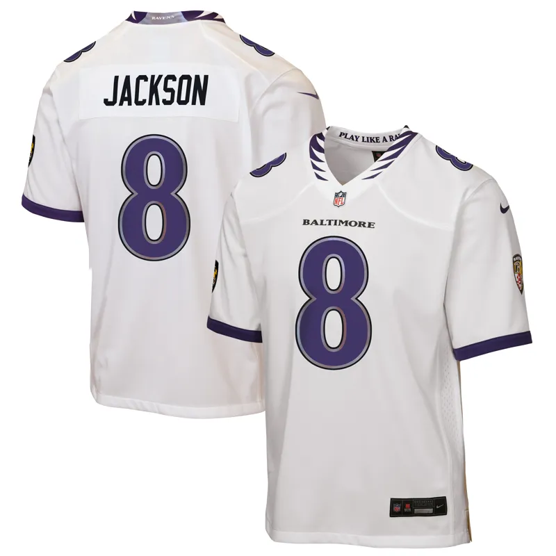 Baltimore Ravens Jersey Lamar Jackson White Game Jersey