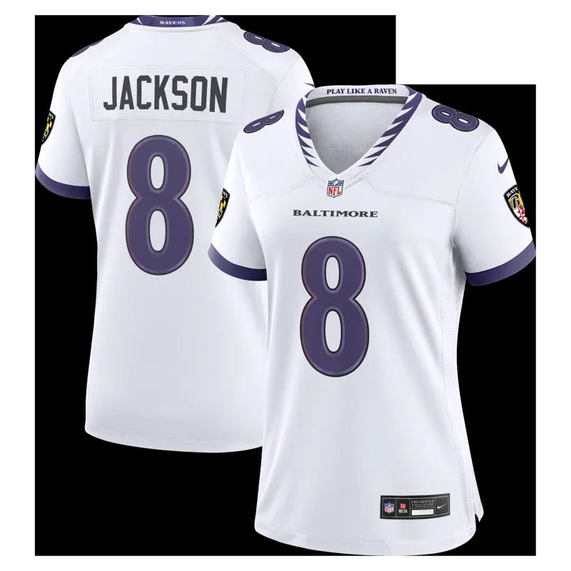 Baltimore Ravens Jersey Lamar Jackson White Game Jersey