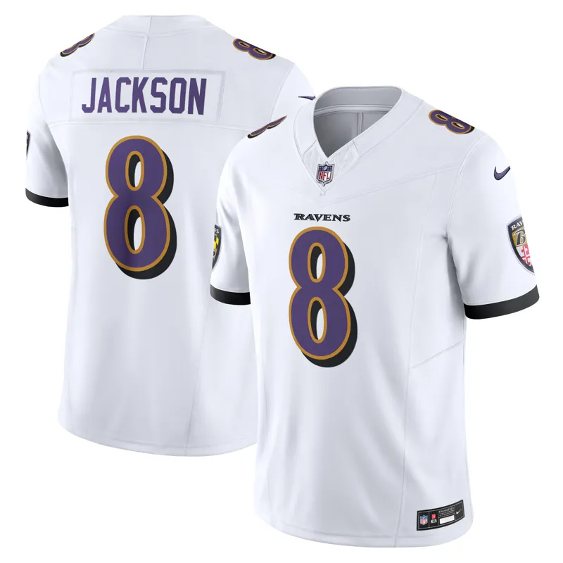 Baltimore Ravens Jersey Lamar Jackson White Game Jersey - Image 5