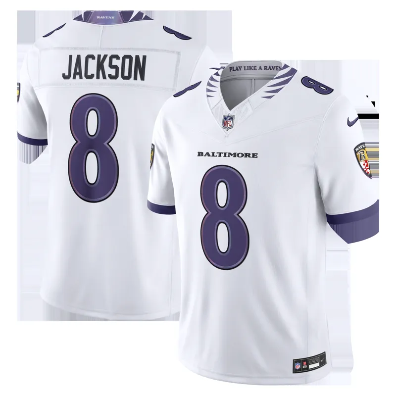 Baltimore Ravens Jersey Lamar Jackson White Vapor Fuse Stitched Jersey