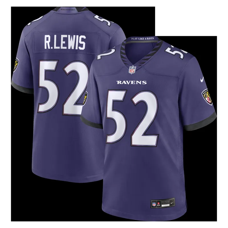 Baltimore Ravens Jersey Ray Lewis Purple Team Retired Player Game Jersey