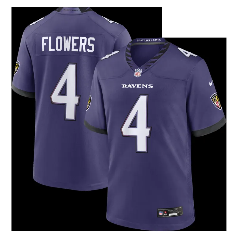 Baltimore Ravens Jersey Zay Flowers Purple Game Jersey - Image 5
